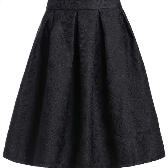 ➕🆕🌹Black Jacquard pleated midi winter skirt - Picture 4 of 8